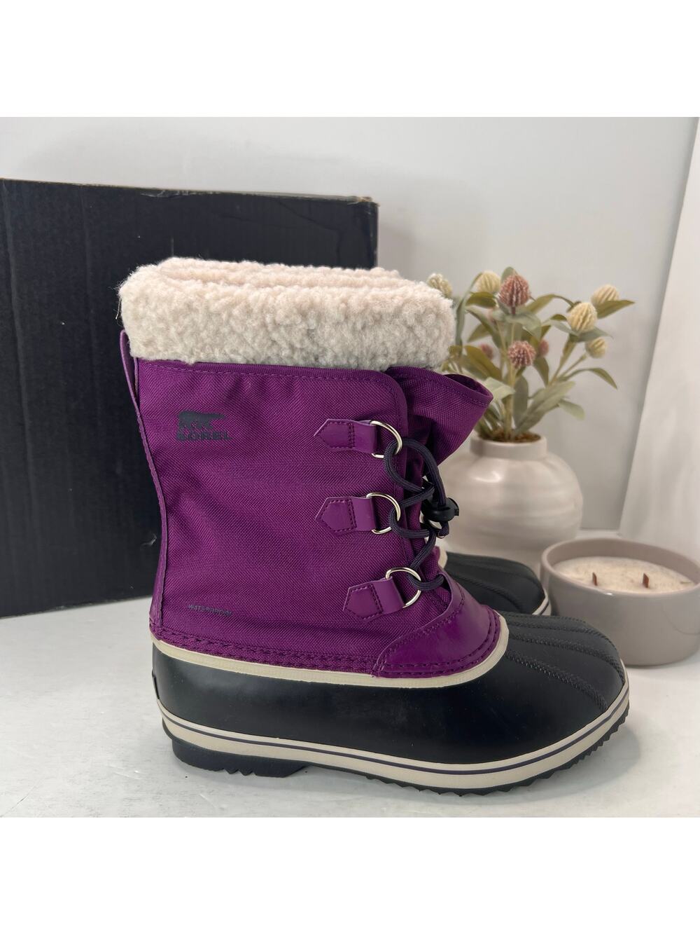 Sorel Yoot Pac Nylon Boot Waterproof Wild Iris/Dark Plum Kids 7 NWB